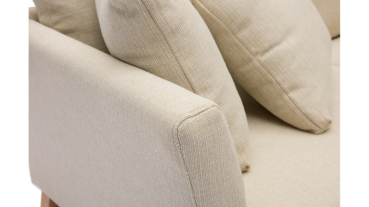 Canapé Scandinave Déhoussable 2 Places En Tissu Beige Et Bois Clair OSLO 7 Canapé Scandinave Déhoussable 2 Places En Tissu Beige Et Bois Clair OSLO – Image 5