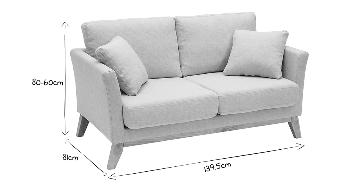 Canapé Scandinave Déhoussable 2 Places En Tissu Beige Et Bois Clair OSLO 9 Canapé Scandinave Déhoussable 2 Places En Tissu Beige Et Bois Clair OSLO – Image 7