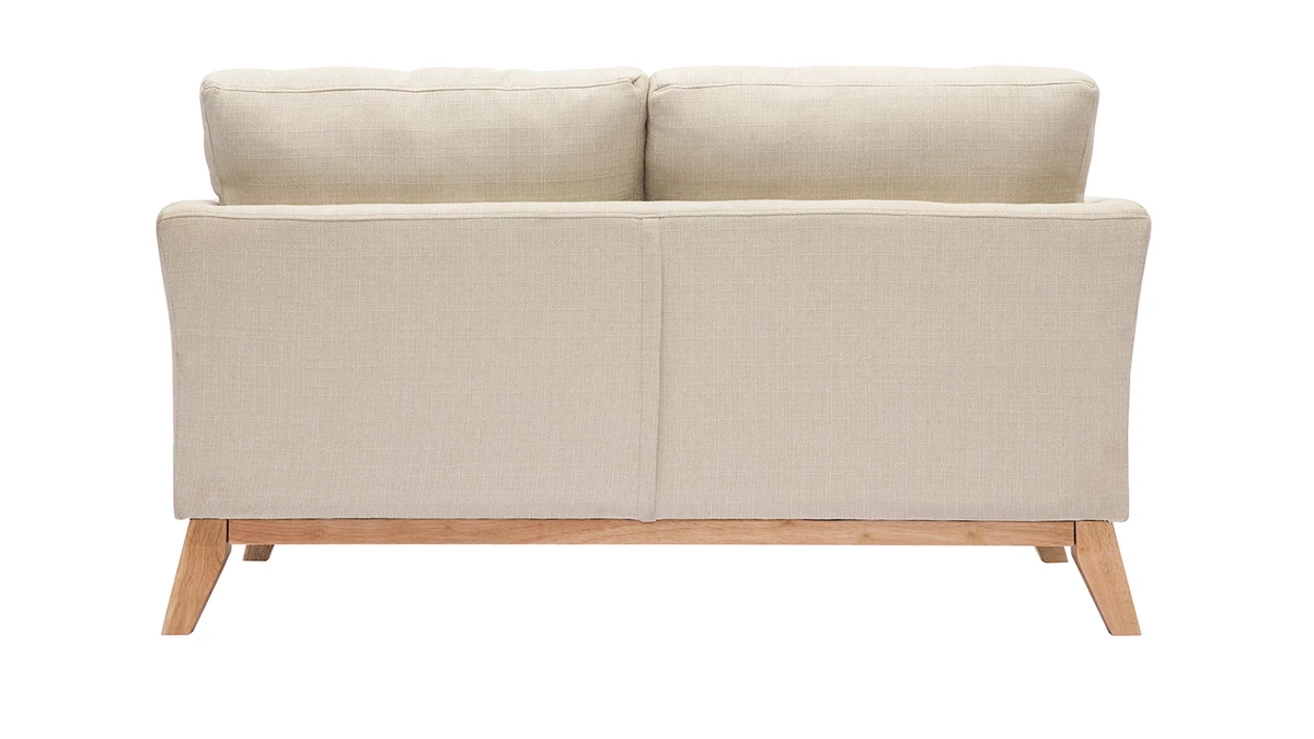 Canapé Scandinave Déhoussable 2 Places En Tissu Beige Et Bois Clair OSLO 6 Canapé Scandinave Déhoussable 2 Places En Tissu Beige Et Bois Clair OSLO – Image 4