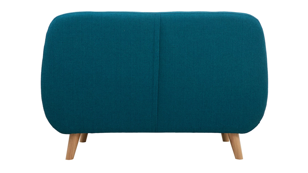 Canapé Scandinave Déhoussable 2 Places En Tissu Bleu Canard Et Bois Clair YNOK 6 Canapé Scandinave Déhoussable 2 Places En Tissu Bleu Canard Et Bois Clair YNOK – Image 4