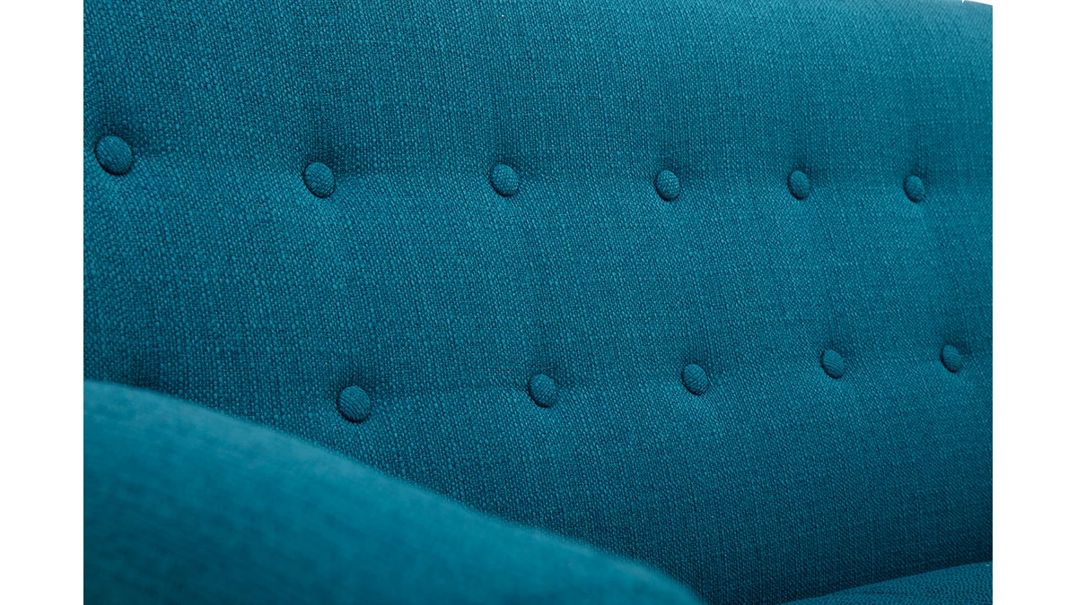 Canapé Scandinave Déhoussable 2 Places En Tissu Bleu Canard Et Bois Clair YNOK 7 Canapé Scandinave Déhoussable 2 Places En Tissu Bleu Canard Et Bois Clair YNOK – Image 5