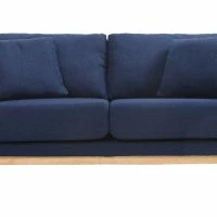 Canapé Scandinave Déhoussable 2 Places En Tissu Bleu Foncé Et Bois Clair OSLO
