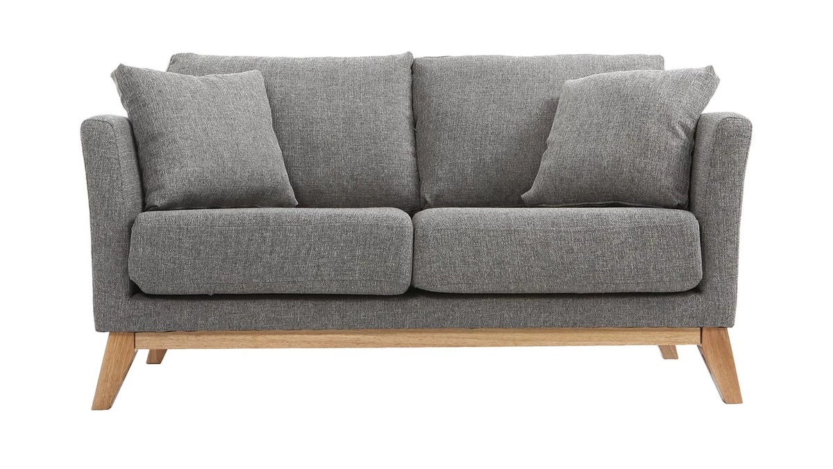 Canapé Scandinave Déhoussable 2 Places En Tissu Gris Et Bois Clair OSLO 3 Canapé Scandinave Déhoussable 2 Places En Tissu Gris Et Bois Clair OSLO