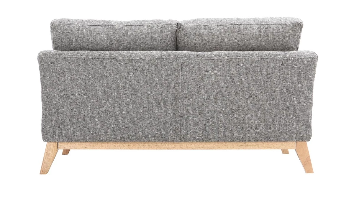 Canapé Scandinave Déhoussable 2 Places En Tissu Gris Et Bois Clair OSLO 6 Canapé Scandinave Déhoussable 2 Places En Tissu Gris Et Bois Clair OSLO – Image 4