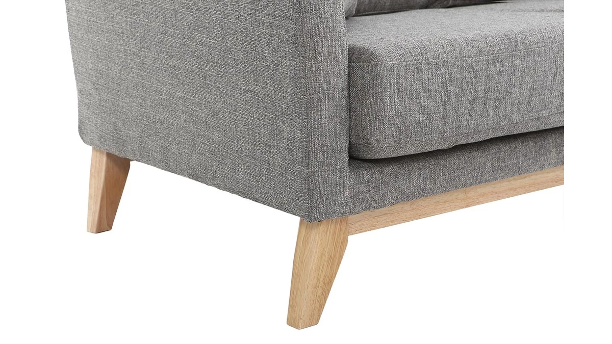 Canapé Scandinave Déhoussable 2 Places En Tissu Gris Et Bois Clair OSLO 7 Canapé Scandinave Déhoussable 2 Places En Tissu Gris Et Bois Clair OSLO – Image 5