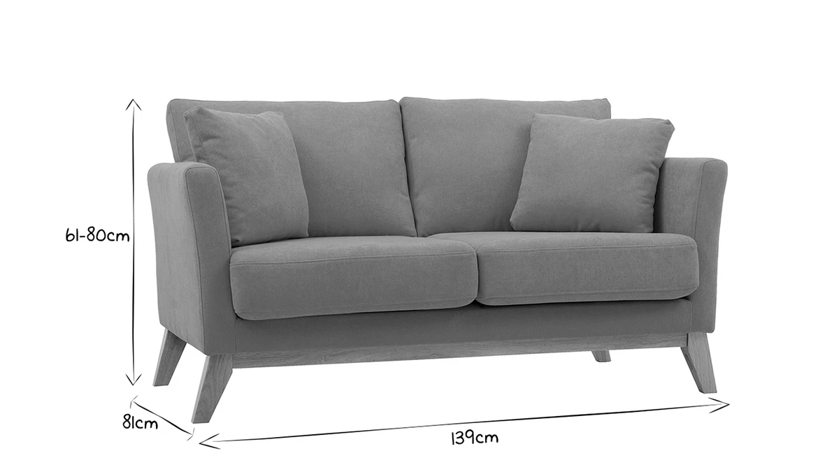 Canapé Scandinave Déhoussable 2 Places En Tissu Gris Et Bois Clair OSLO 10 Canapé Scandinave Déhoussable 2 Places En Tissu Gris Et Bois Clair OSLO – Image 8