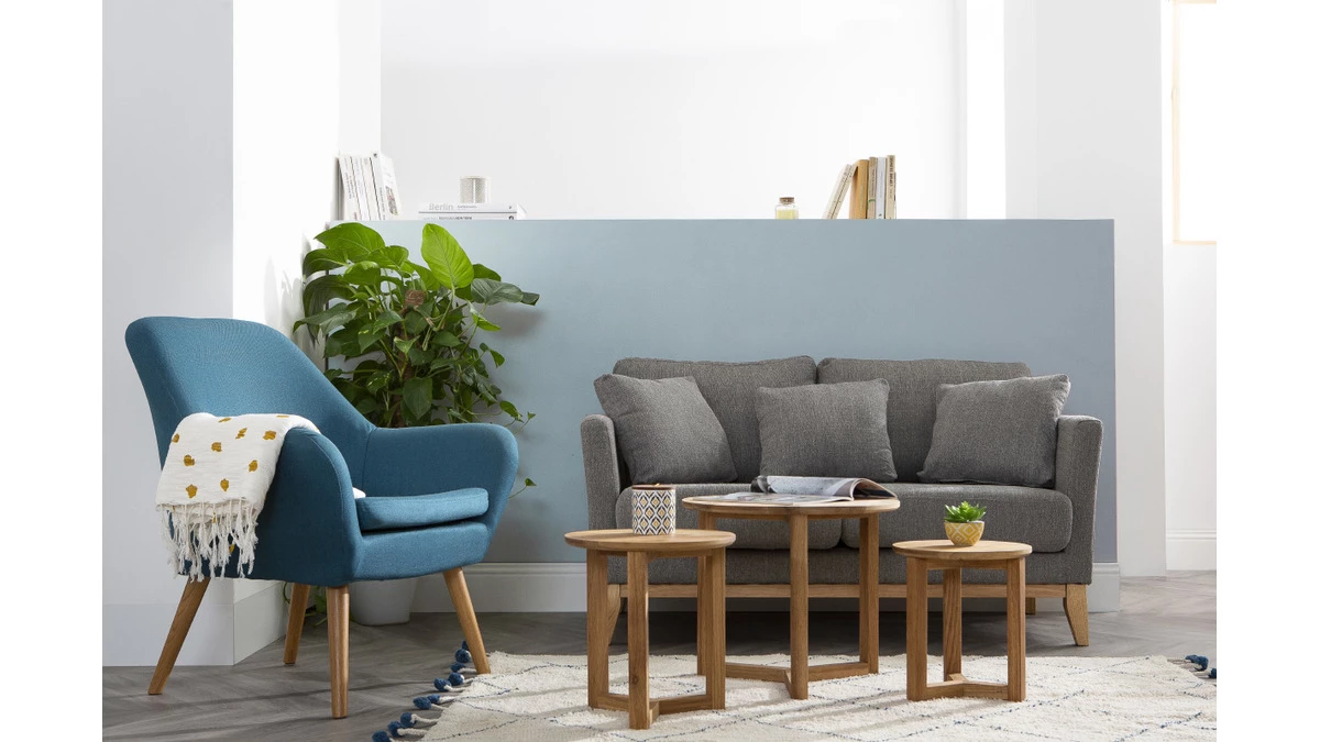 Canapé Scandinave Déhoussable 2 Places En Tissu Gris Et Bois Clair OSLO 9 Canapé Scandinave Déhoussable 2 Places En Tissu Gris Et Bois Clair OSLO – Image 7