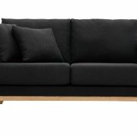 Canapé Scandinave Déhoussable 2 Places En Tissu Gris Foncé Et Bois Clair OSLO