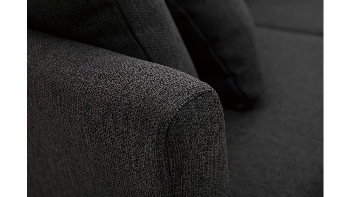 Canapé Scandinave Déhoussable 2 Places En Tissu Gris Foncé Et Bois Clair OSLO 7 Canapé Scandinave Déhoussable 2 Places En Tissu Gris Foncé Et Bois Clair OSLO – Image 5