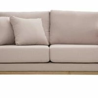 Canapé Scandinave Déhoussable 2 Places En Tissu Rose Et Bois Clair OSLO