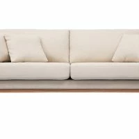 Canapé Scandinave Déhoussable 3 Places En Tissu Beige Et Bois Clair OSLO