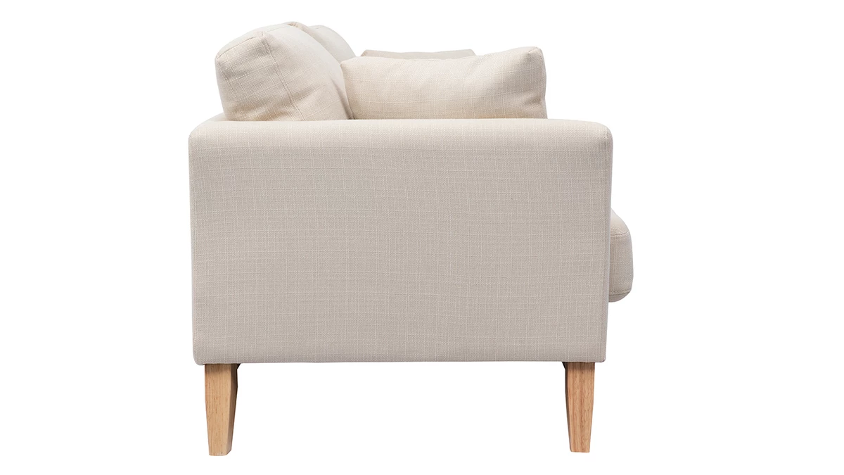 Canapé Scandinave Déhoussable 3 Places En Tissu Beige Et Bois Clair OSLO 5 Canapé Scandinave Déhoussable 3 Places En Tissu Beige Et Bois Clair OSLO – Image 3