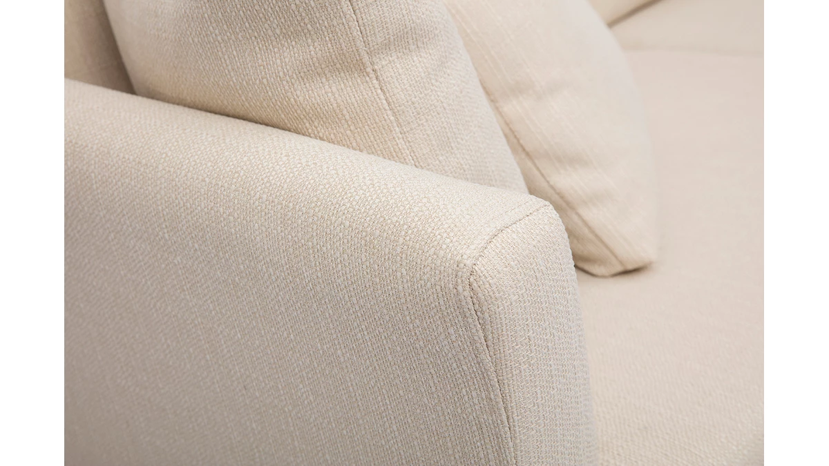 Canapé Scandinave Déhoussable 3 Places En Tissu Beige Et Bois Clair OSLO 7 Canapé Scandinave Déhoussable 3 Places En Tissu Beige Et Bois Clair OSLO – Image 5