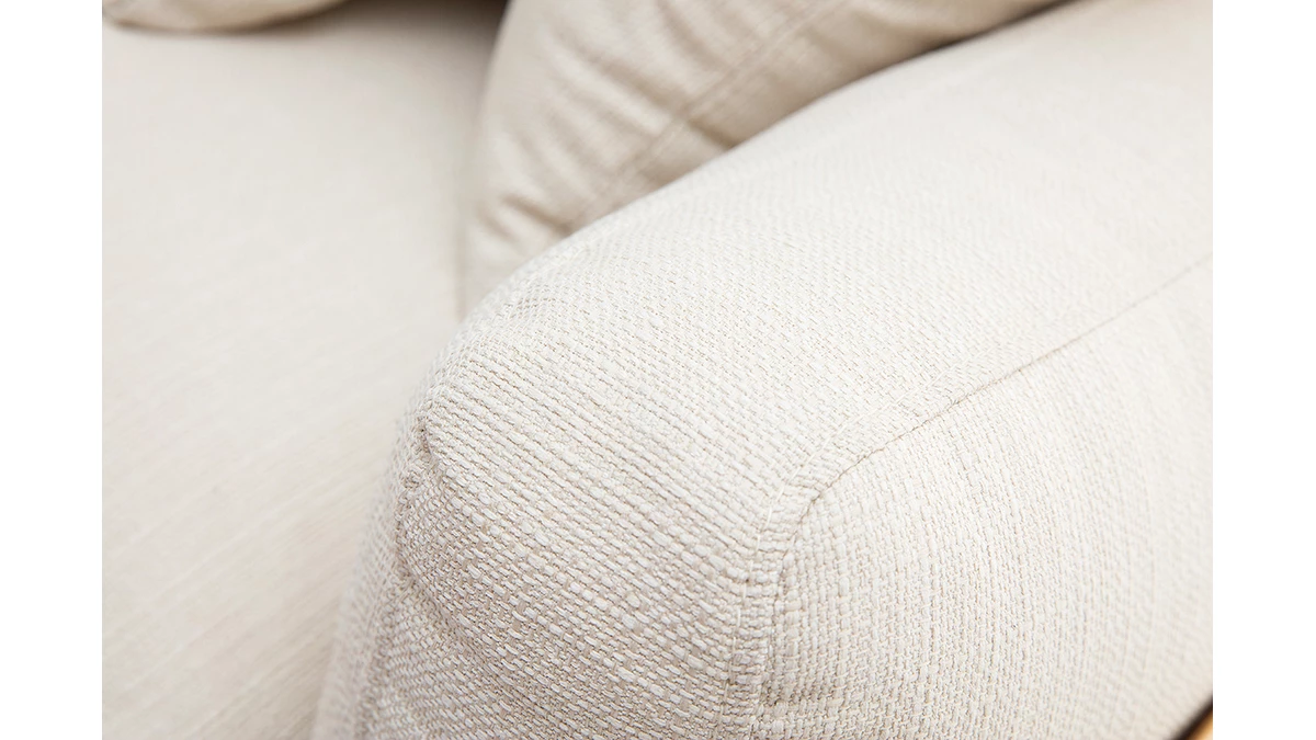 Canapé Scandinave Déhoussable 3 Places En Tissu Blanc Crème Et Bois Clair KYO 7 Canapé Scandinave Déhoussable 3 Places En Tissu Blanc Crème Et Bois Clair KYO – Image 5
