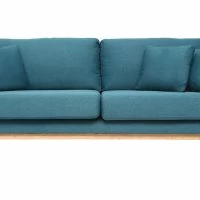 Boutique Miliboo 16 Canapé Scandinave Déhoussable 3 Places En Tissu Bleu Canard Et Bois Clair OSLO