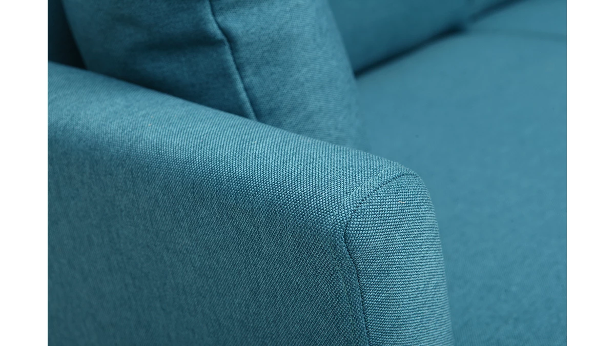 Canapé Scandinave Déhoussable 3 Places En Tissu Bleu Canard Et Bois Clair OSLO 6 Canapé Scandinave Déhoussable 3 Places En Tissu Bleu Canard Et Bois Clair OSLO – Image 4