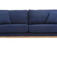 Canapé Scandinave Déhoussable 3 Places En Tissu Bleu Foncé Et Bois Clair OSLO