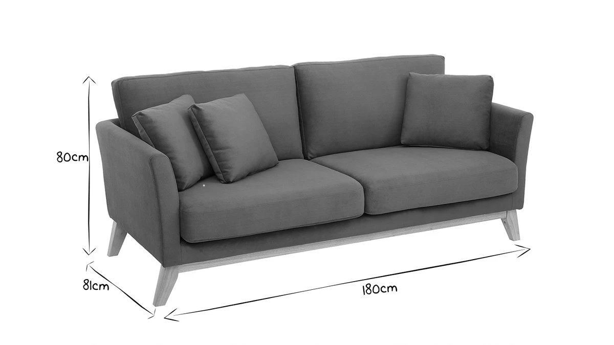 Canapé Scandinave Déhoussable 3 Places En Tissu Effet Velours Kaki Et Bois Clair OSLO - Miliboo & Stéphane Plaza 10 Canapé Scandinave Déhoussable 3 Places En Tissu Effet Velours Kaki Et Bois Clair OSLO - Miliboo & Stéphane Plaza – Image 8