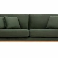 Canapé Scandinave Déhoussable 3 Places En Tissu Effet Velours Kaki Et Bois Clair OSLO - Miliboo & Stéphane Plaza