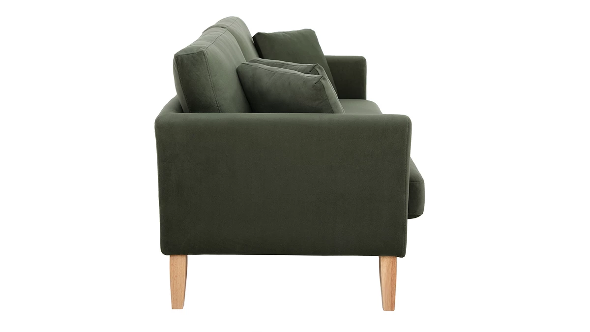 Canapé Scandinave Déhoussable 3 Places En Tissu Effet Velours Kaki Et Bois Clair OSLO - Miliboo & Stéphane Plaza 6 Canapé Scandinave Déhoussable 3 Places En Tissu Effet Velours Kaki Et Bois Clair OSLO - Miliboo & Stéphane Plaza – Image 4