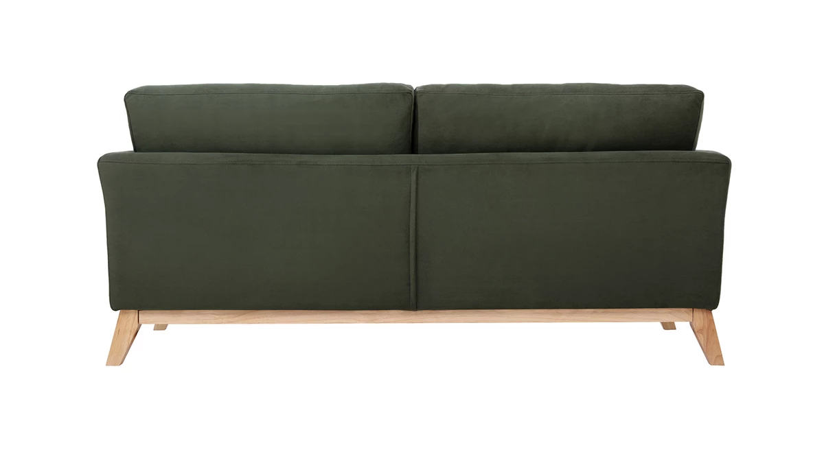 Canapé Scandinave Déhoussable 3 Places En Tissu Effet Velours Kaki Et Bois Clair OSLO - Miliboo & Stéphane Plaza 7 Canapé Scandinave Déhoussable 3 Places En Tissu Effet Velours Kaki Et Bois Clair OSLO - Miliboo & Stéphane Plaza – Image 5
