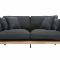 Canapé Scandinave Déhoussable 3 Places En Tissu Gris Anthracite Et Bois Clair KYO