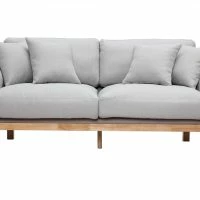 Canapé Scandinave Déhoussable 3 Places En Tissu Gris Clair Et Bois Clair KYO