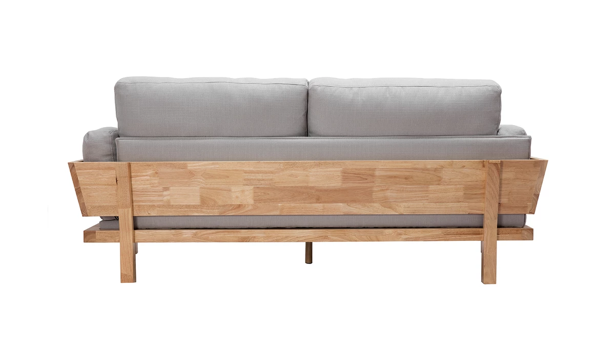 Canapé Scandinave Déhoussable 3 Places En Tissu Gris Clair Et Bois Clair KYO 6 Canapé Scandinave Déhoussable 3 Places En Tissu Gris Clair Et Bois Clair KYO – Image 4