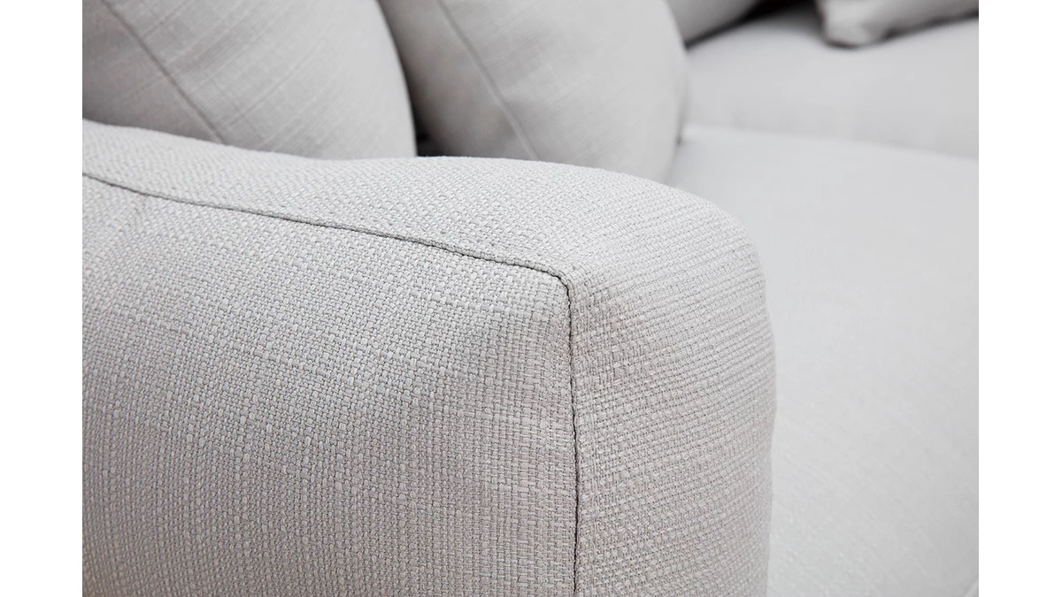 Canapé Scandinave Déhoussable 3 Places En Tissu Gris Clair Et Bois Clair KYO 7 Canapé Scandinave Déhoussable 3 Places En Tissu Gris Clair Et Bois Clair KYO – Image 5