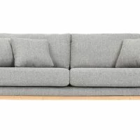 Canapé Scandinave Déhoussable 3 Places En Tissu Gris Clair Et Bois Clair OSLO