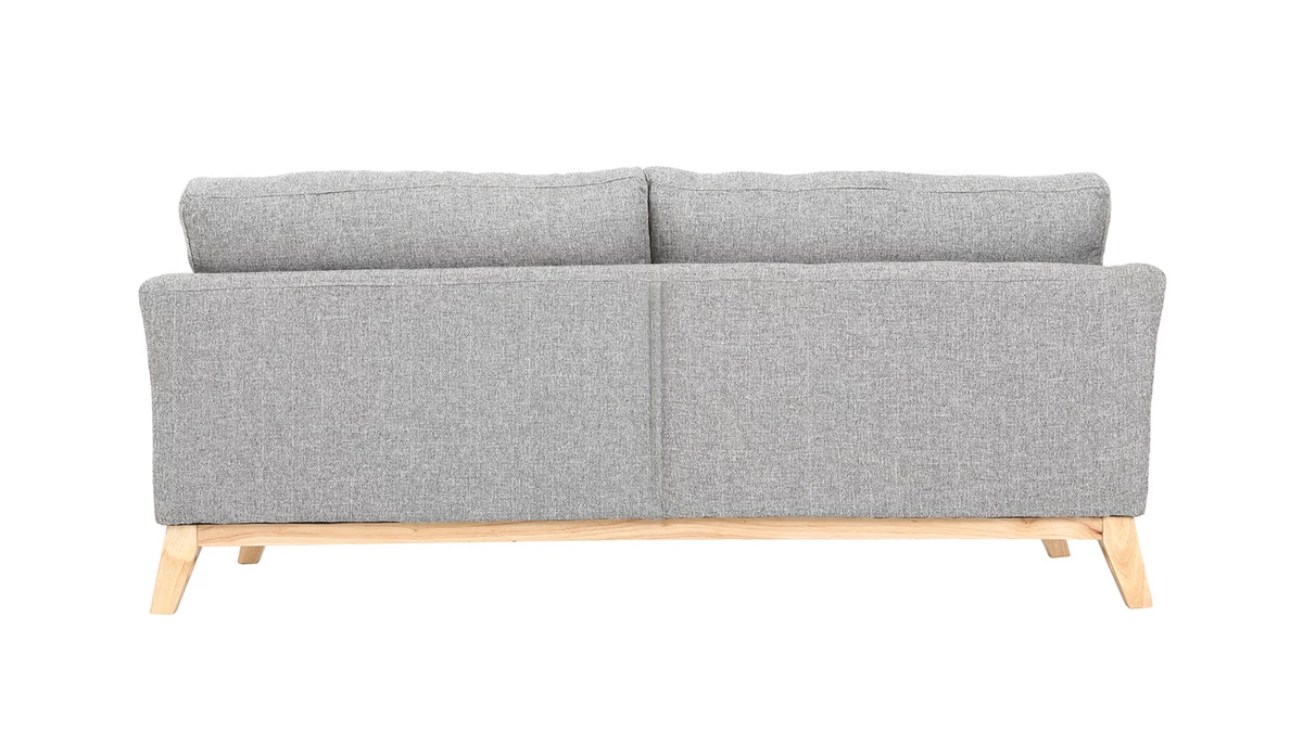 Canapé Scandinave Déhoussable 3 Places En Tissu Gris Clair Et Bois Clair OSLO 5 Canapé Scandinave Déhoussable 3 Places En Tissu Gris Clair Et Bois Clair OSLO – Image 3