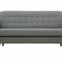 Canapé Scandinave Déhoussable 3 Places En Tissu Gris Clair Et Bois Clair YNOK