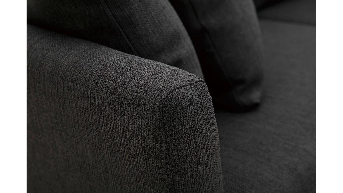 Canapé Scandinave Déhoussable 3 Places En Tissu Gris Foncé Et Bois Clair OSLO 7 Canapé Scandinave Déhoussable 3 Places En Tissu Gris Foncé Et Bois Clair OSLO – Image 5