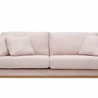 Canapé Scandinave Déhoussable 3 Places En Tissu Rose Et Bois Clair OSLO