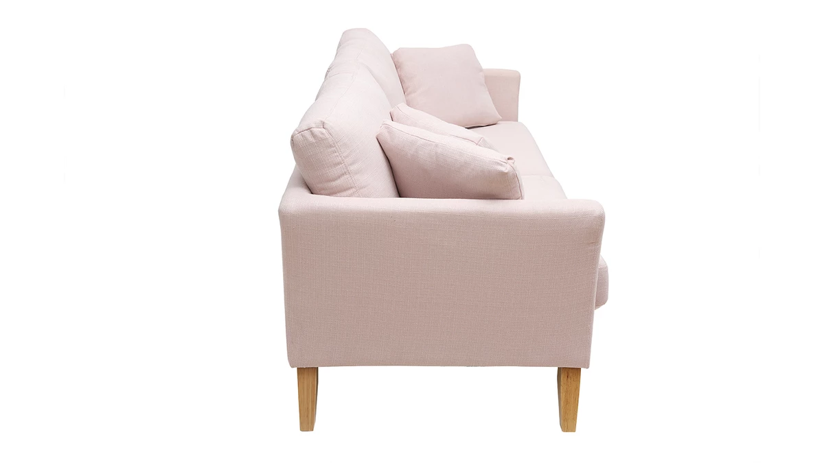 Canapé Scandinave Déhoussable 3 Places En Tissu Rose Et Bois Clair OSLO 5 Canapé Scandinave Déhoussable 3 Places En Tissu Rose Et Bois Clair OSLO – Image 3