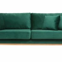 Canapé Scandinave Déhoussable 3 Places En Tissu Velours Vert émeraude Et Bois Clair OSLO