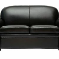 Canapé Vintage 2 Place Marron Foncé Et Bois Noir CLUB