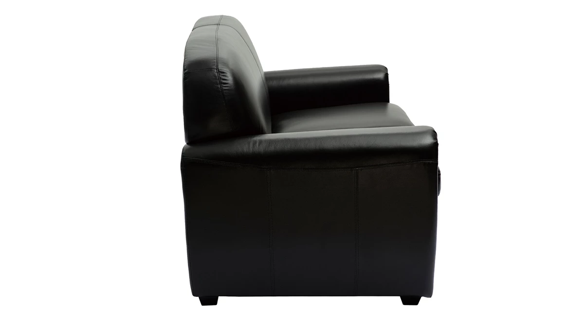 Canapé Vintage 2 Place Marron Foncé Et Bois Noir CLUB 5 Canapé Vintage 2 Place Marron Foncé Et Bois Noir CLUB – Image 3