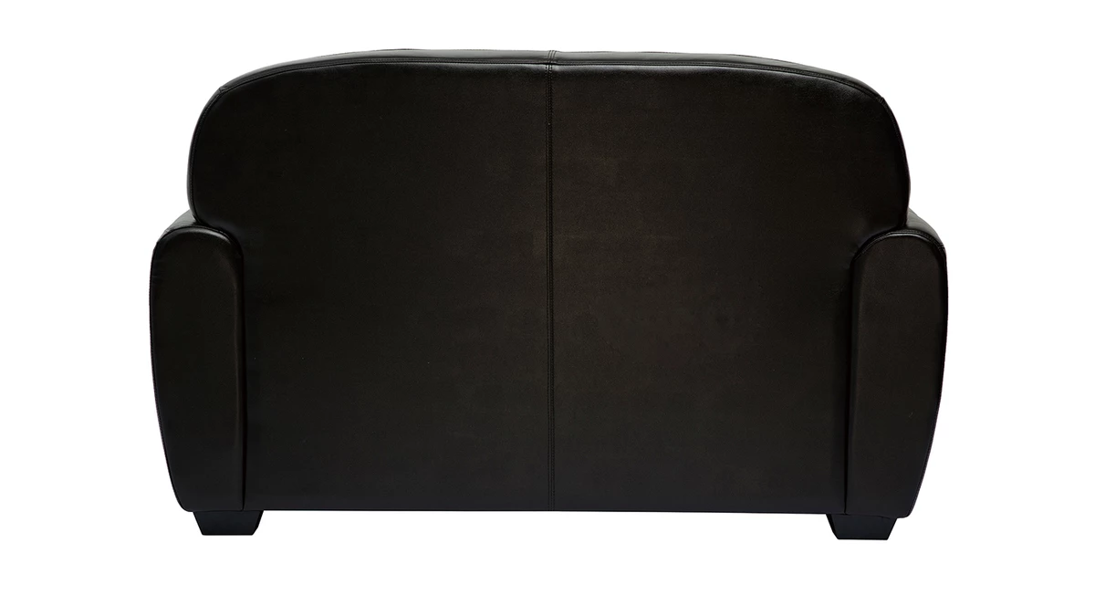 Canapé Vintage 2 Place Marron Foncé Et Bois Noir CLUB 6 Canapé Vintage 2 Place Marron Foncé Et Bois Noir CLUB – Image 4