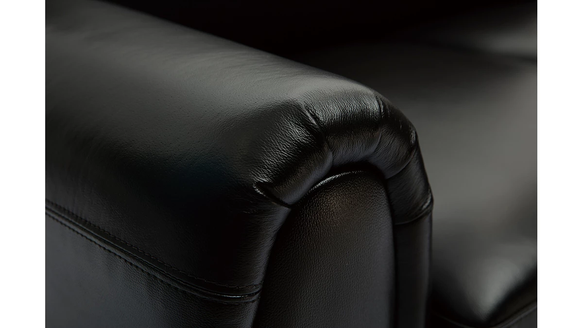 Canapé Vintage 2 Place Marron Foncé Et Bois Noir CLUB 7 Canapé Vintage 2 Place Marron Foncé Et Bois Noir CLUB – Image 5