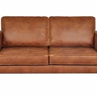 Canapé Vintage 2 Places Cuir Marron Cognac Aspect Vieilli Et Métal Noir SONNY