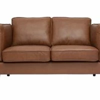 Canapé Vintage 2 Places Cuir Marron Et Bois Foncé BRADLEY