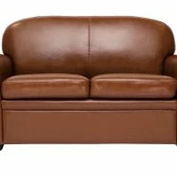 Canapé Vintage 2 Places Marron Et Bois Noir CLUB