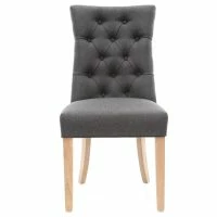 Chaise Classique En Tissu Gris Foncé Et Bois Clair Massif VOLTAIRE