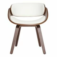 Chaise Design Blanc Et Bois Foncé Noyer BENT