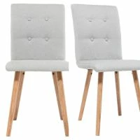 Chaise Design En Tissu Gris Clair Et Bois Clair Massif (lot De 2) HORTA