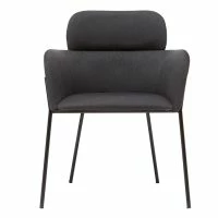 Chaise Design En Tissu Gris Et Métal Noir TULUM