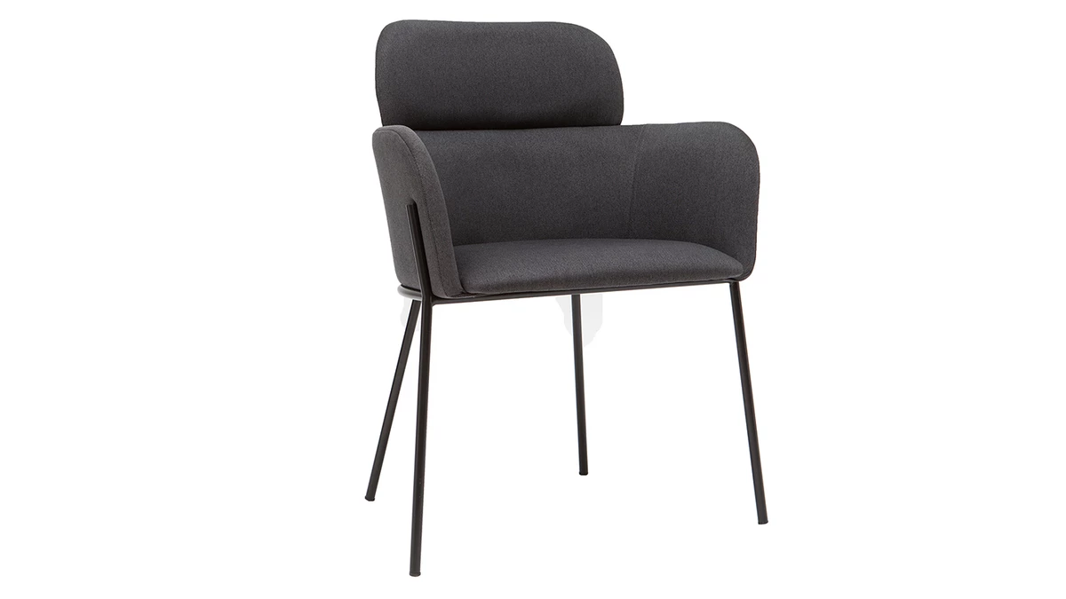 Chaise Design En Tissu Gris Et Métal Noir TULUM 4 Chaise Design En Tissu Gris Et Métal Noir TULUM – Image 2