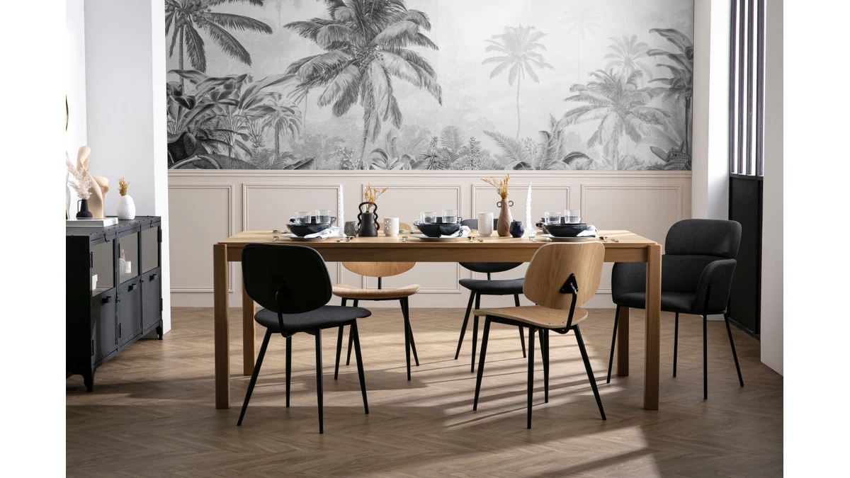 Chaise Design En Tissu Gris Et Métal Noir TULUM 8 Chaise Design En Tissu Gris Et Métal Noir TULUM – Image 6