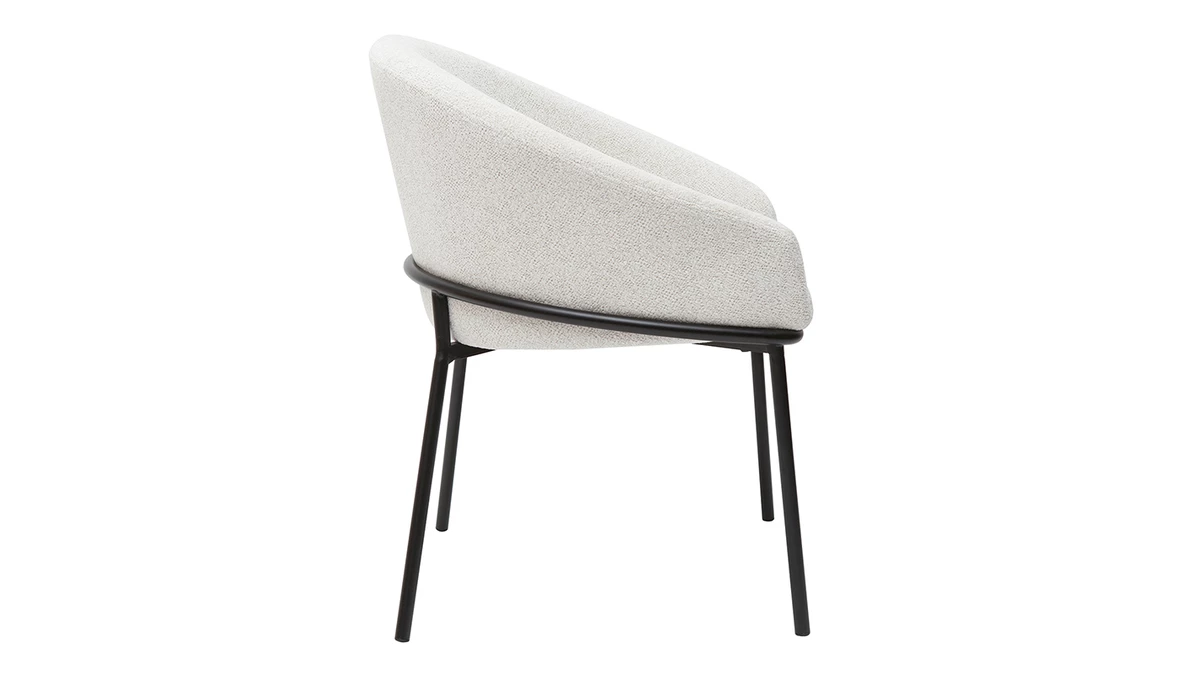 Chaise Design En Tissu Velours Chenille Blanc Cassé Et Métal Noir JENNA 5 Chaise Design En Tissu Velours Chenille Blanc Cassé Et Métal Noir JENNA – Image 3